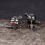 Gothic Skull Pirate Biting Sword Stainless Steel Earrings