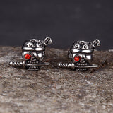 Gothic Skull Pirate Biting Sword Stainless Steel Earrings | Gthic.com