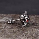 Gothic Skull Pirate Biting Sword Stainless Steel Earrings