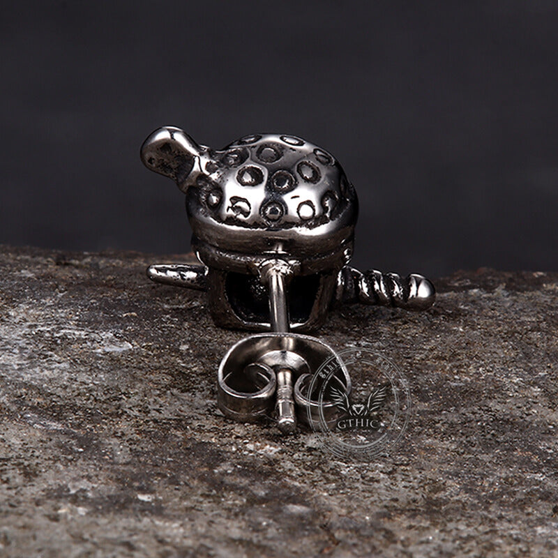 Gothic Skull Pirate Biting Sword Stainless Steel Earrings