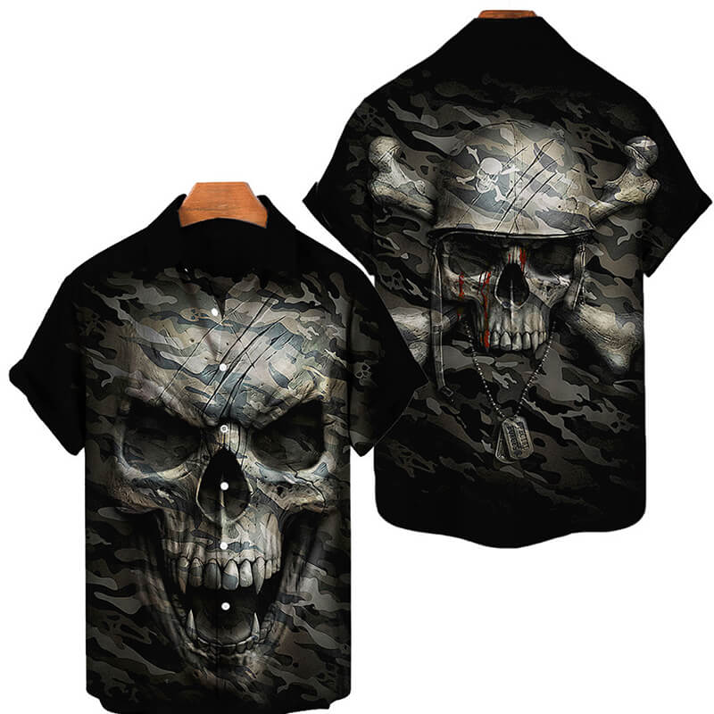 Gothic Skull Polyester Hawaiian Shirt | Gthic.com