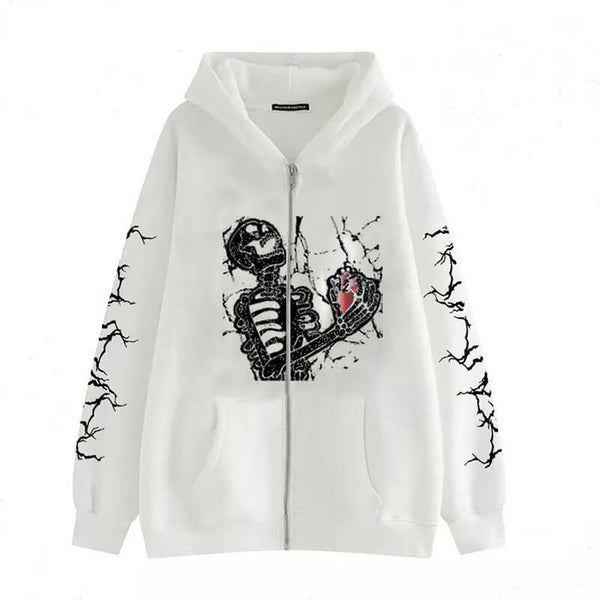 Y2K Pullover & Zip Up Skeleton Hoodie | Skull Hoodie - GTHIC