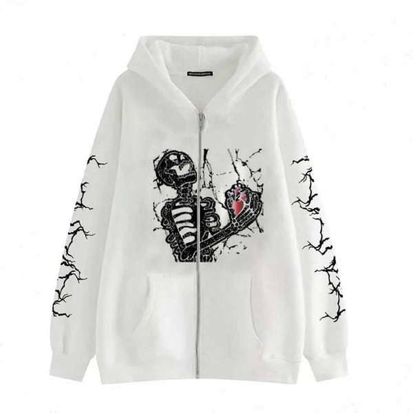 Gothic Skull Print Cotton Hoodie Coat – GTHIC