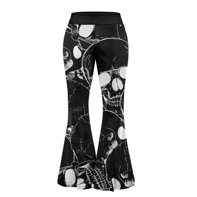 Gothic Skull Print High Waist Flared Pants | Gthic.com