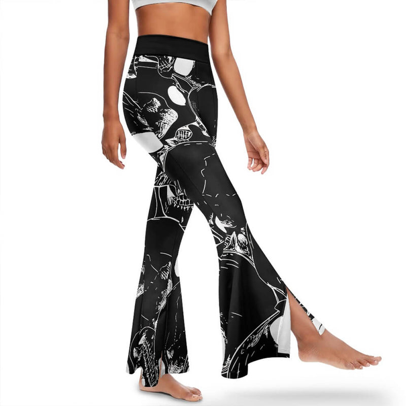 Gothic Skull Print High Waist Flared Pants | Gthic.com