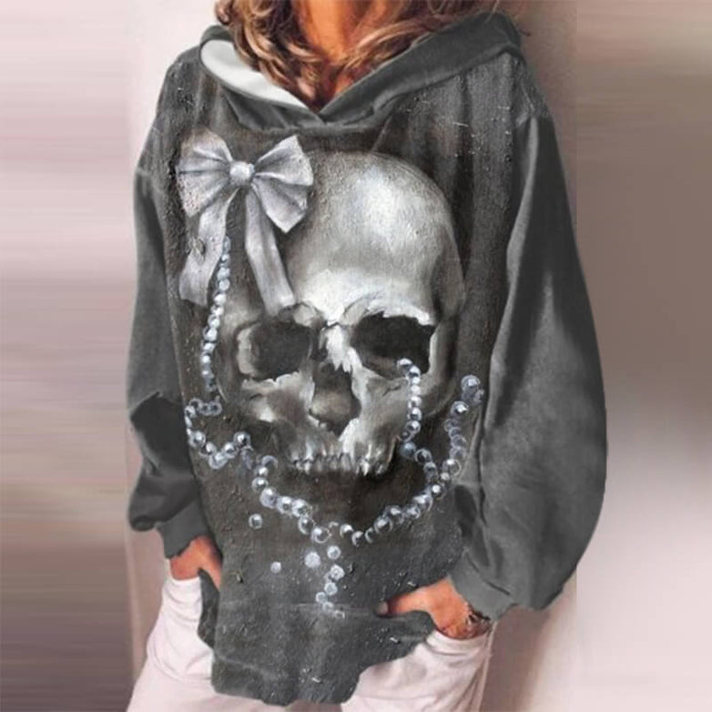 Gothic Skull Print Pullover Hoodie | Gthic.com