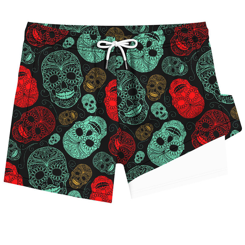 Gothic Skull Print Quick Dry Surf Beach Shorts | Gthic.com