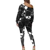 Gothic Skull Print Sexy Cropped Top And Pants Set 03 | Gthic.com