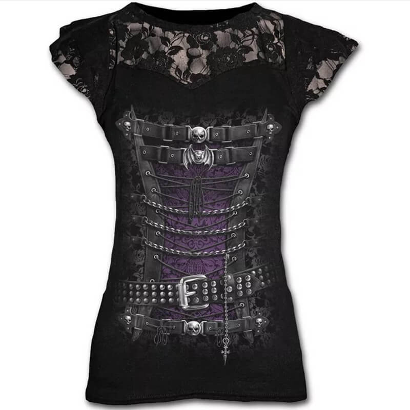 Gothic Skull Print Women’s Long T-shirt | Gthic.com