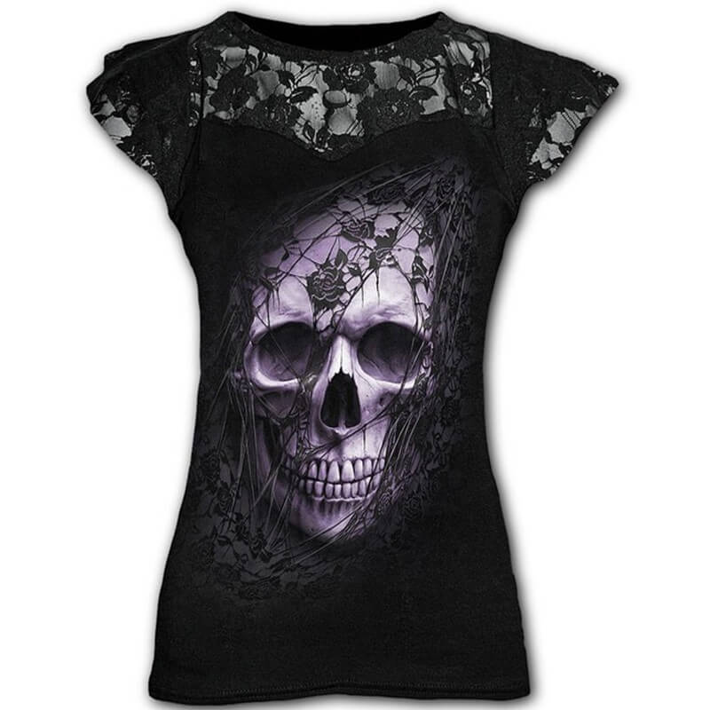 Gothic Skull Print Women’s Long T-shirt | Gthic.com