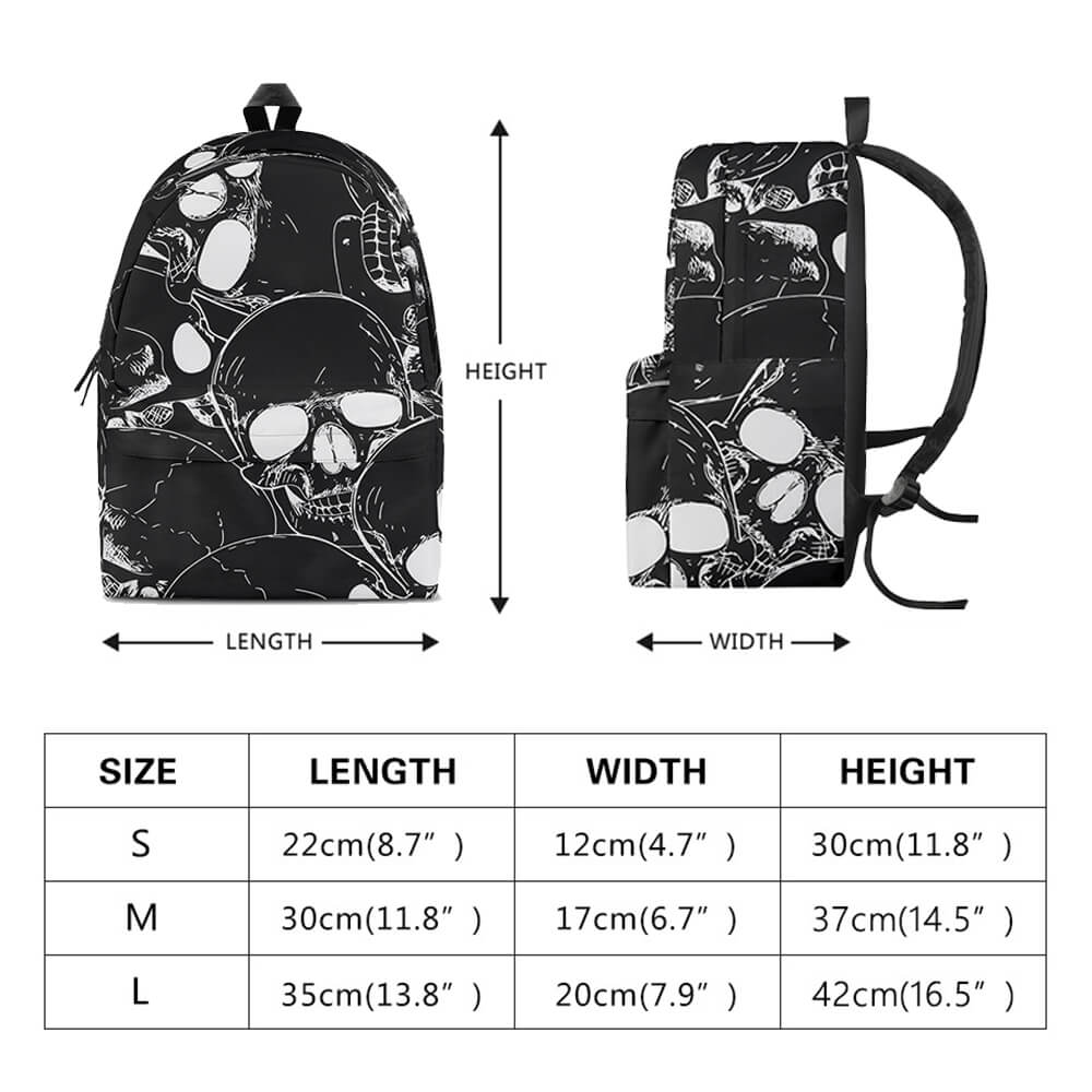 Gothic Skull Printed Casual Sports Backpack