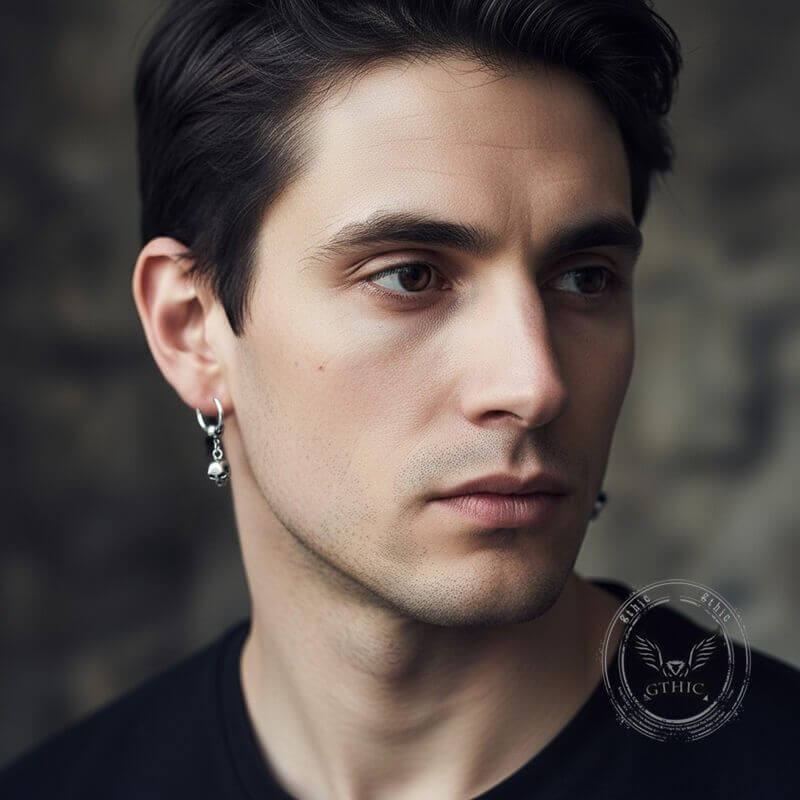 Gothic Skull Stainless Steel Hoop Earrings
