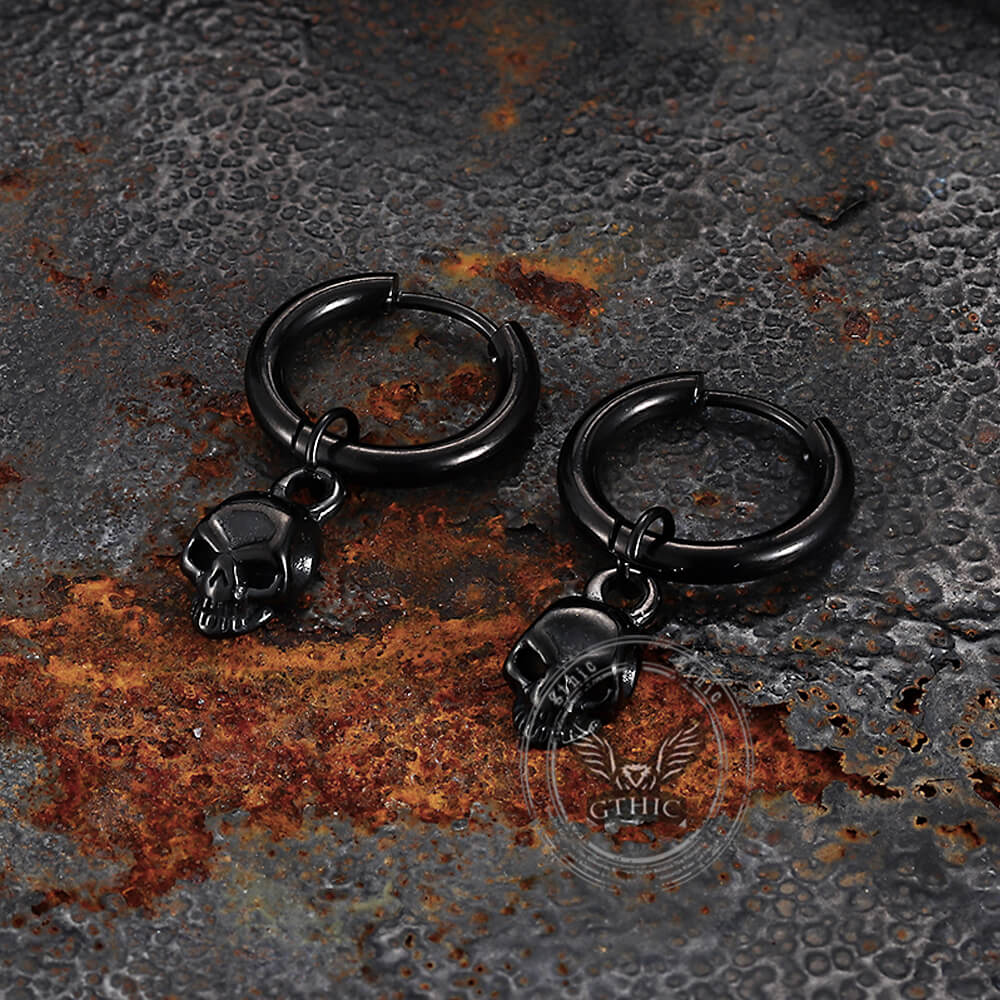 Gothic Skull Stainless Steel Hoop Earrings
