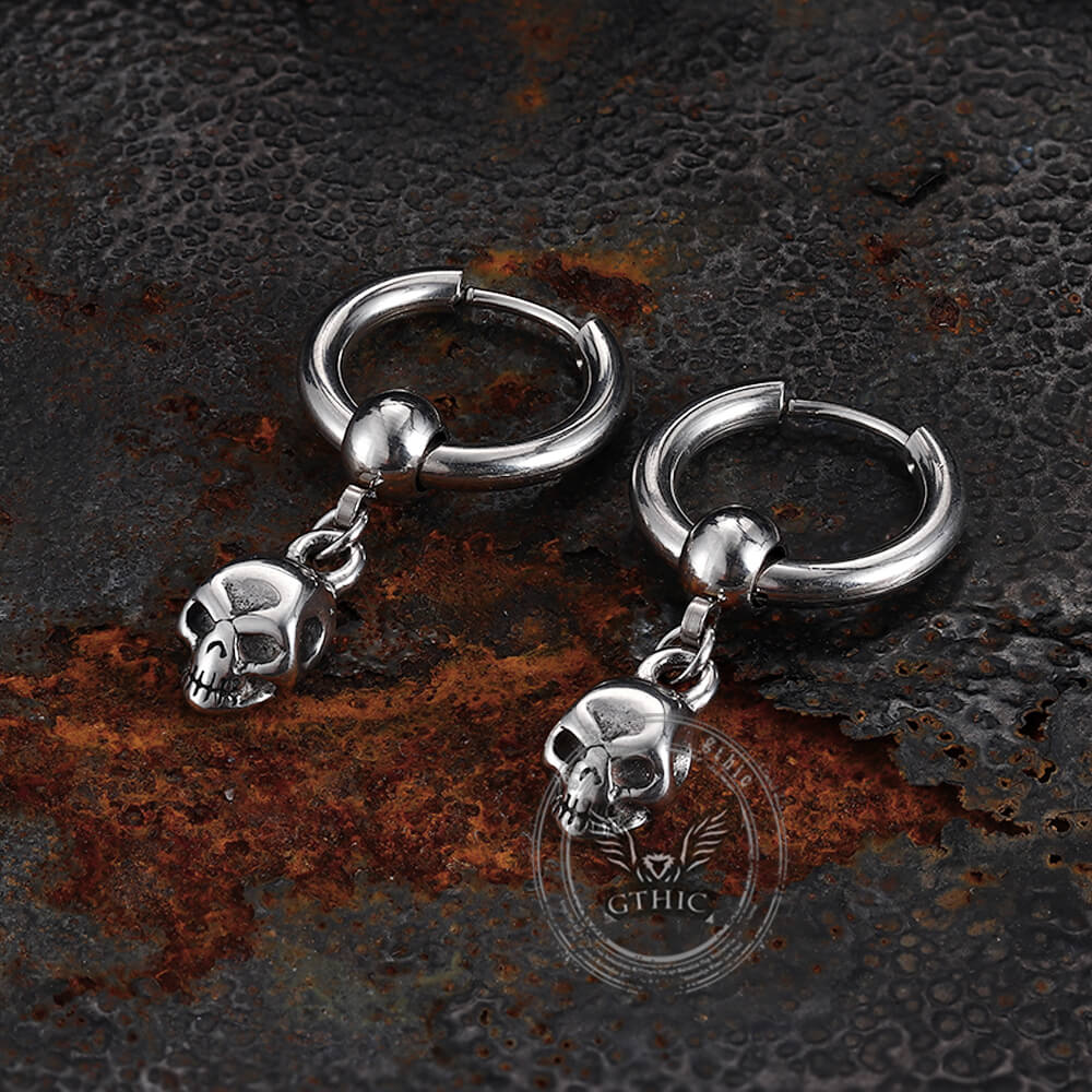 Gothic Skull Stainless Steel Hoop Earrings