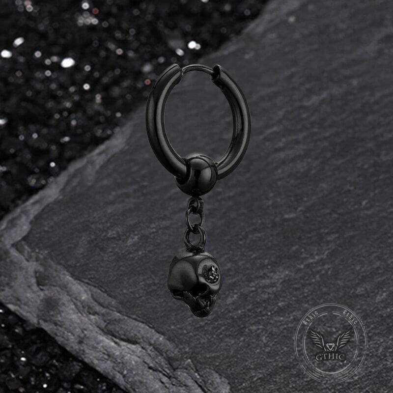 Gothic Skull Stainless Steel Hoop Earrings