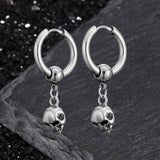 Gothic Skull Stainless Steel Hoop Earrings | Gthic.com
