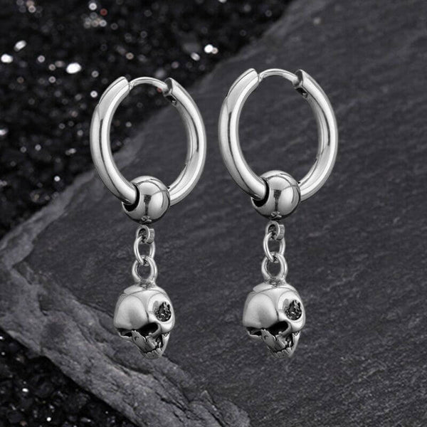 Gothic Skull Stainless Steel Hoop Earrings | Gthic.com