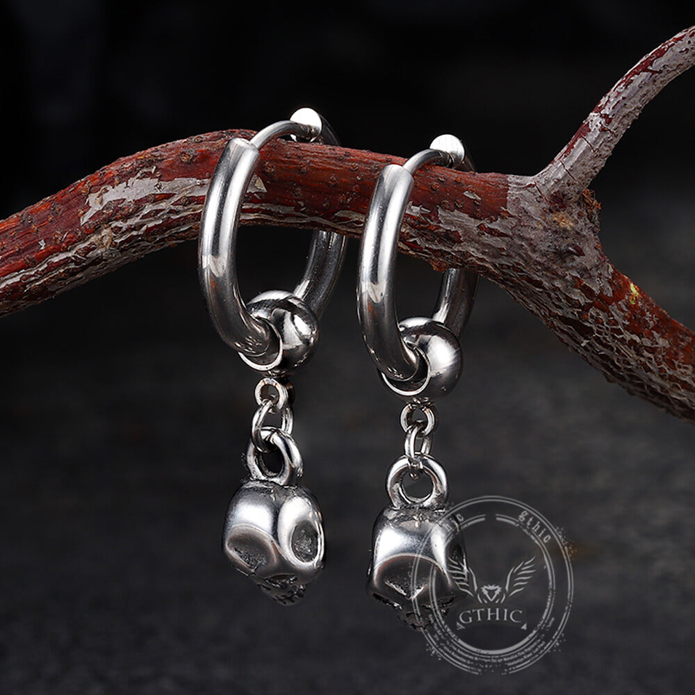 Gothic Skull Stainless Steel Hoop Earrings | Gthic.com