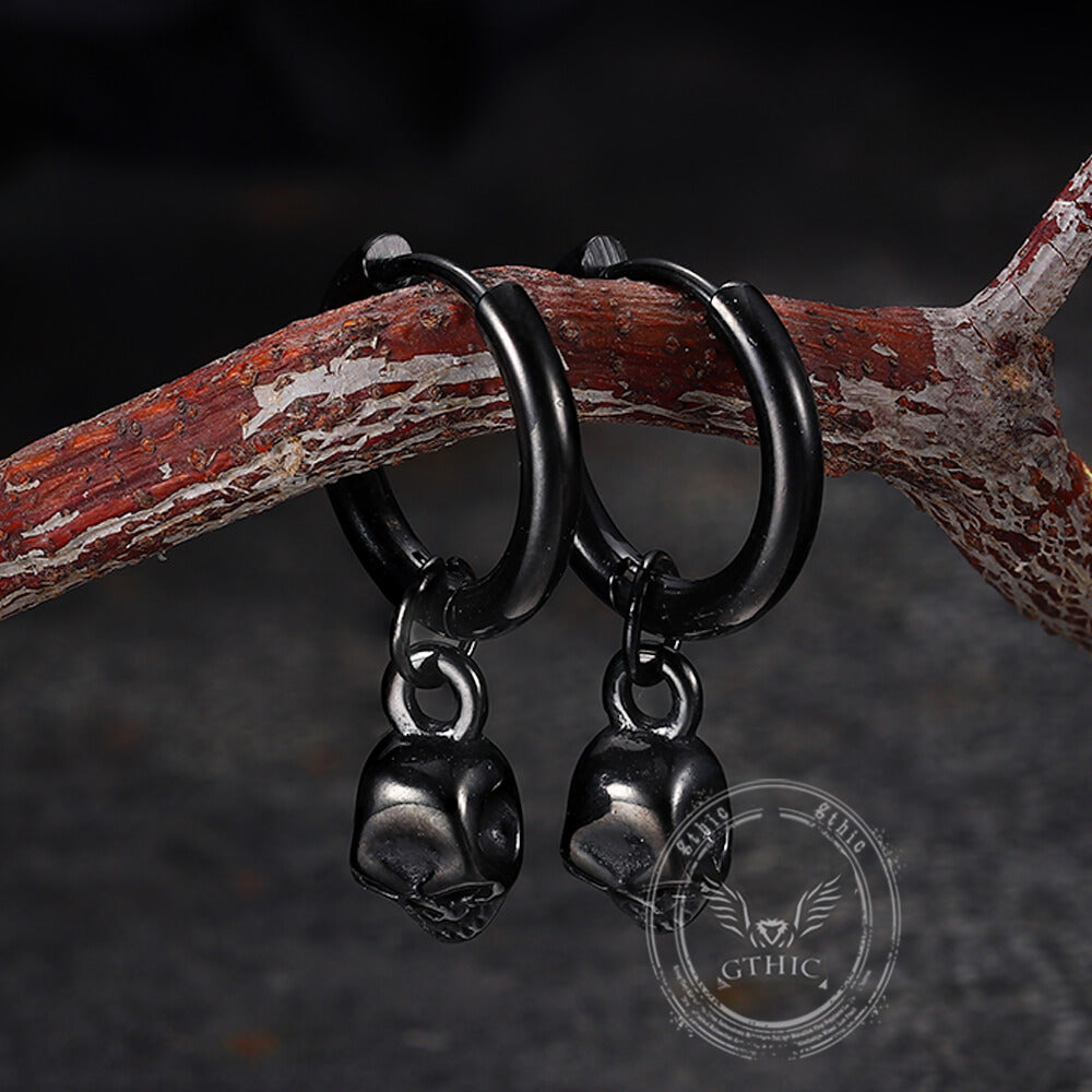 Gothic Skull Stainless Steel Hoop Earrings | Gthic.com