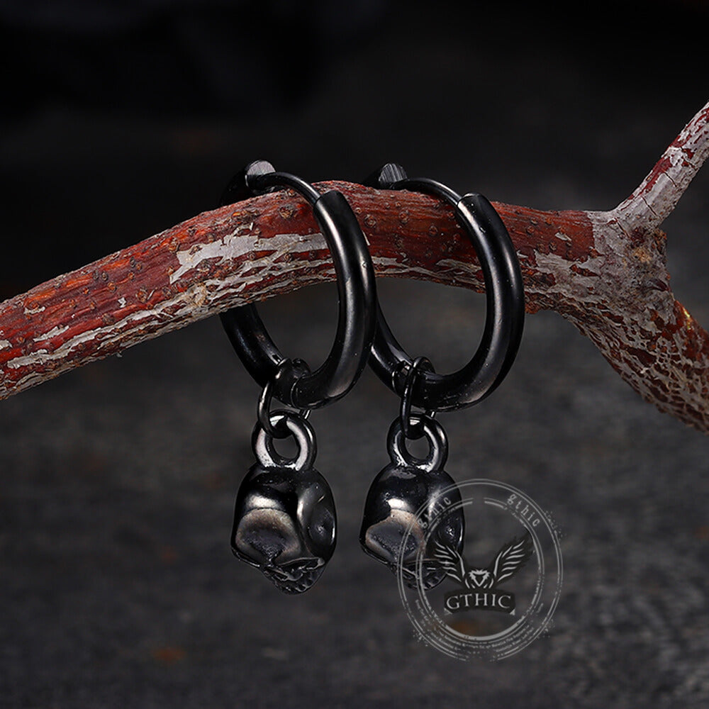 Gothic Skull Stainless Steel Hoop Earrings