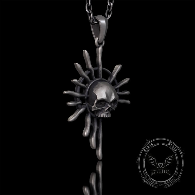 Gothic Skull Sun God Sterling Silver Monster Pendant | Gthic.com