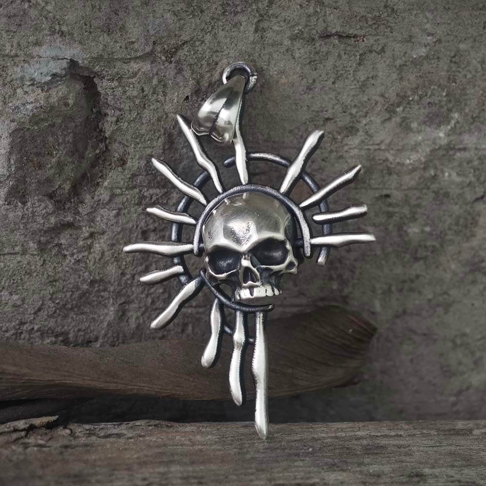 Gothic Skull Sun God Sterling Silver Monster Pendant | Gthic.com