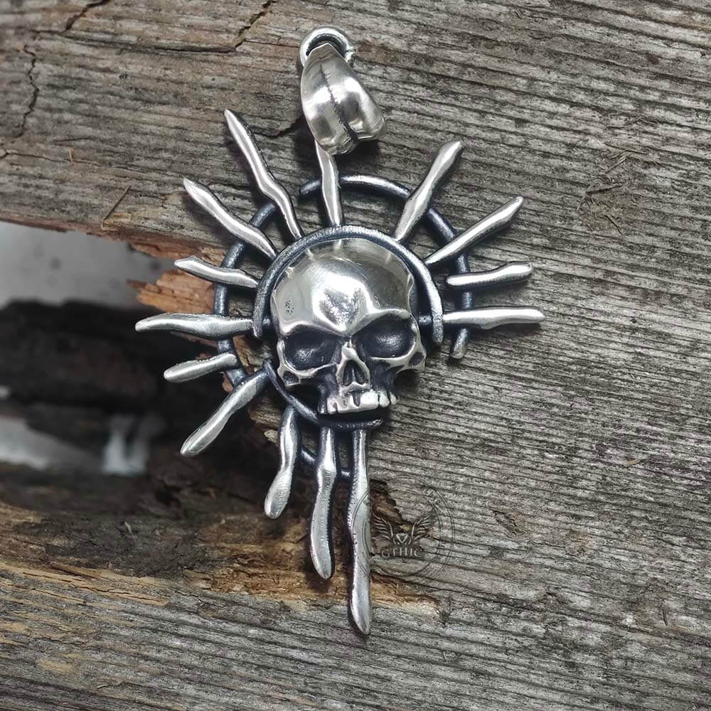 Gothic Skull Sun God Sterling Silver Monster Pendant | Gthic.com