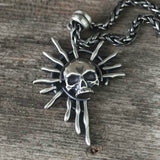 Gothic Skull Sun God Sterling Silver Monster Pendant