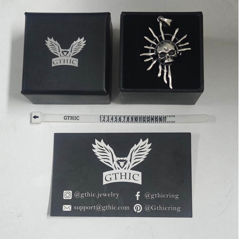 Gothic Skull Sun God Sterling Silver Monster Pendant