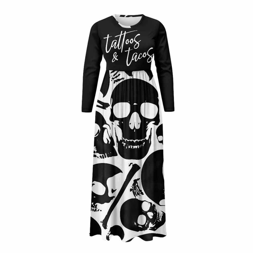 Gothic Skull Tattoos And Tacos Pocket Dress