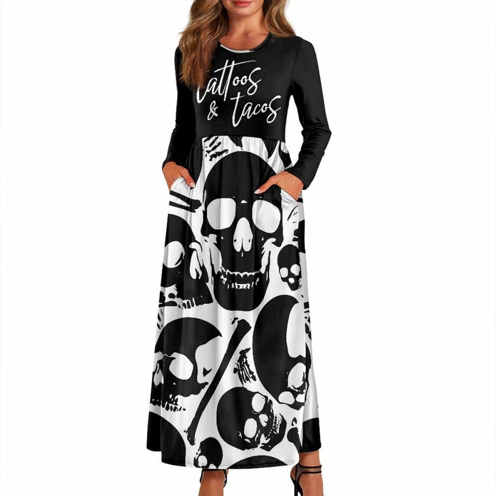 Gothic Skull Tattoos And Tacos Pocket Dress