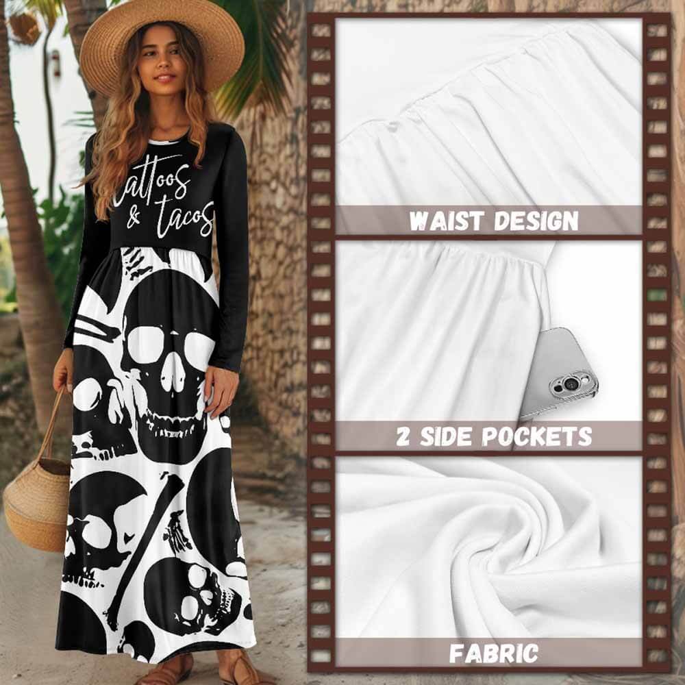 Gothic Skull Tattoos And Tacos Pocket Dress