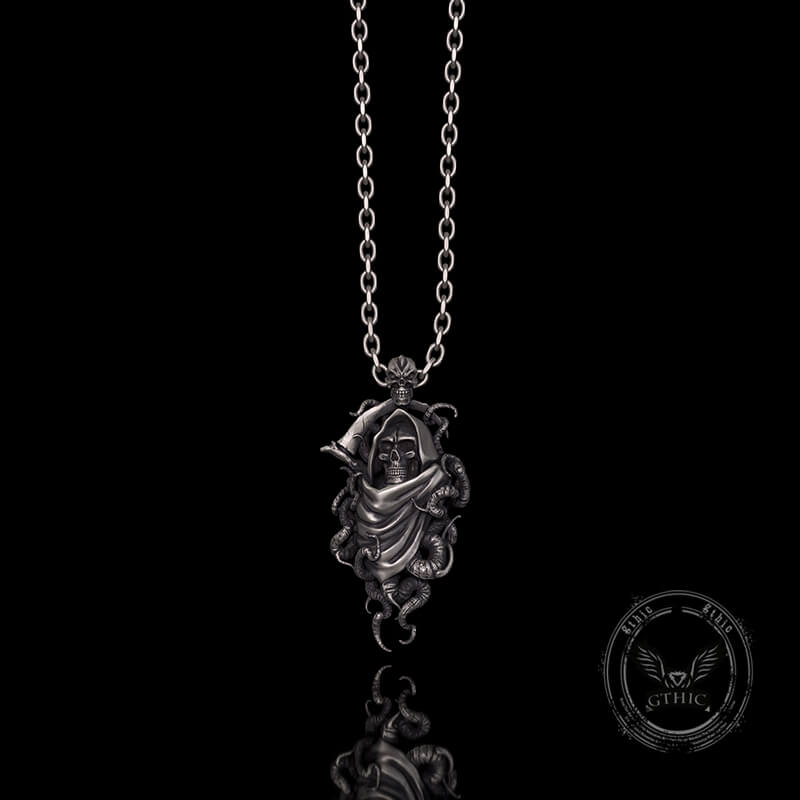 Gothic Skull Tentacle Demon Sterling Silver Pendant | Gthic.com