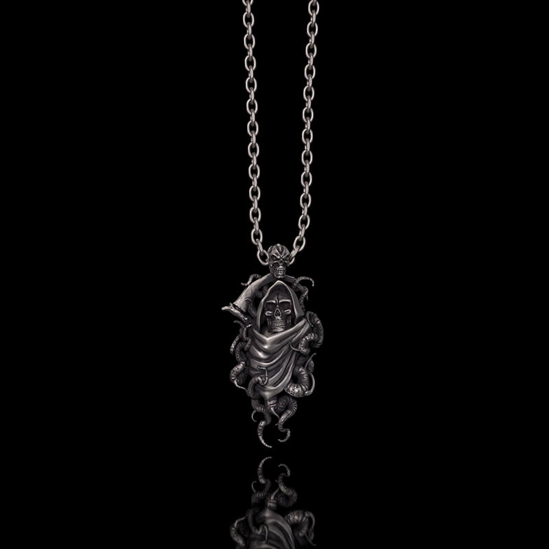 Gothic Skull Tentacle Demon Sterling Silver Pendant | Gthic.com