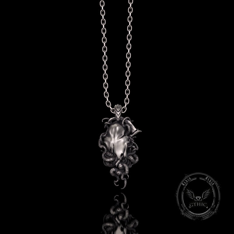 Gothic Skull Tentacle Demon Sterling Silver Pendant | Gthic.com