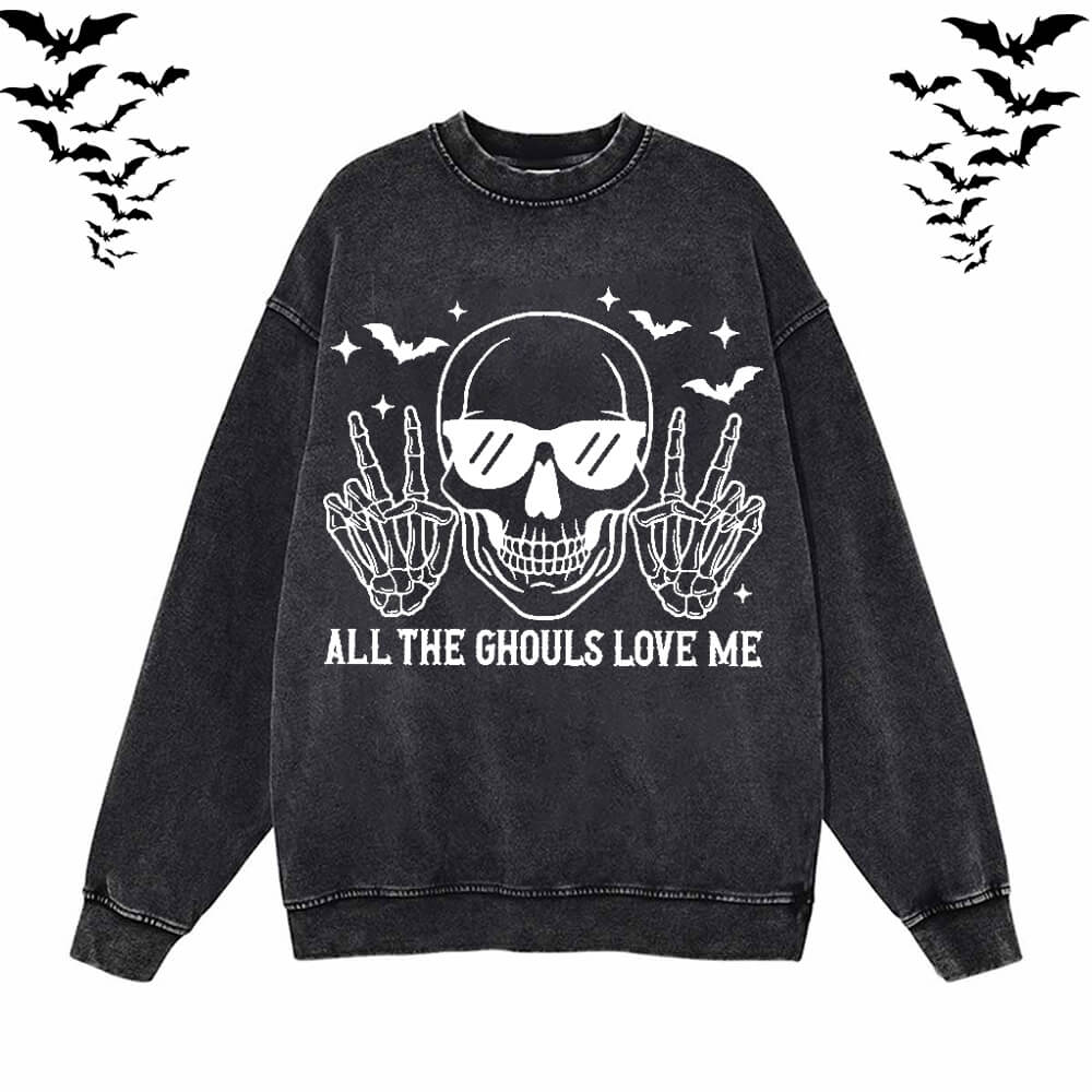 Gothic Skull Vintage Washed Hoodie Sweatshirt | Gthic.com