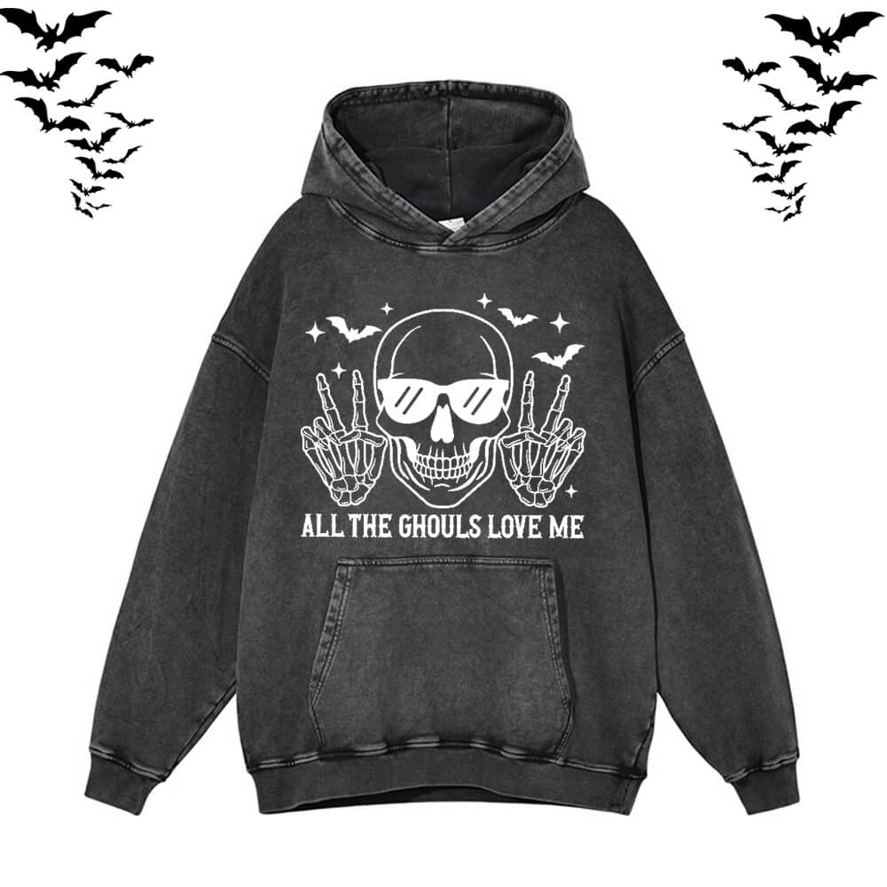 Gothic Skull Vintage Washed Hoodie Sweatshirt | Gthic.com