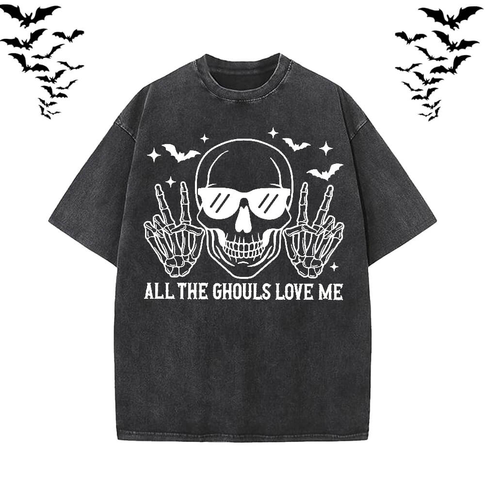 Gothic Skull Vintage Washed T-shirt Vest Top | Gthic.com