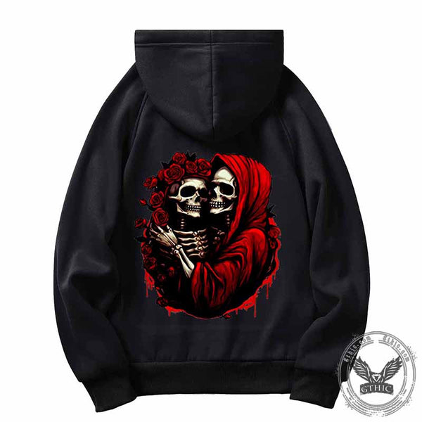 Gothic Skull Wedding Print Hoodie Coat | Gthic.com