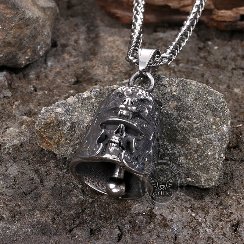 Gothic Skull Wolf Helmet Stainless Steel Bell Pendant | Gthic.com