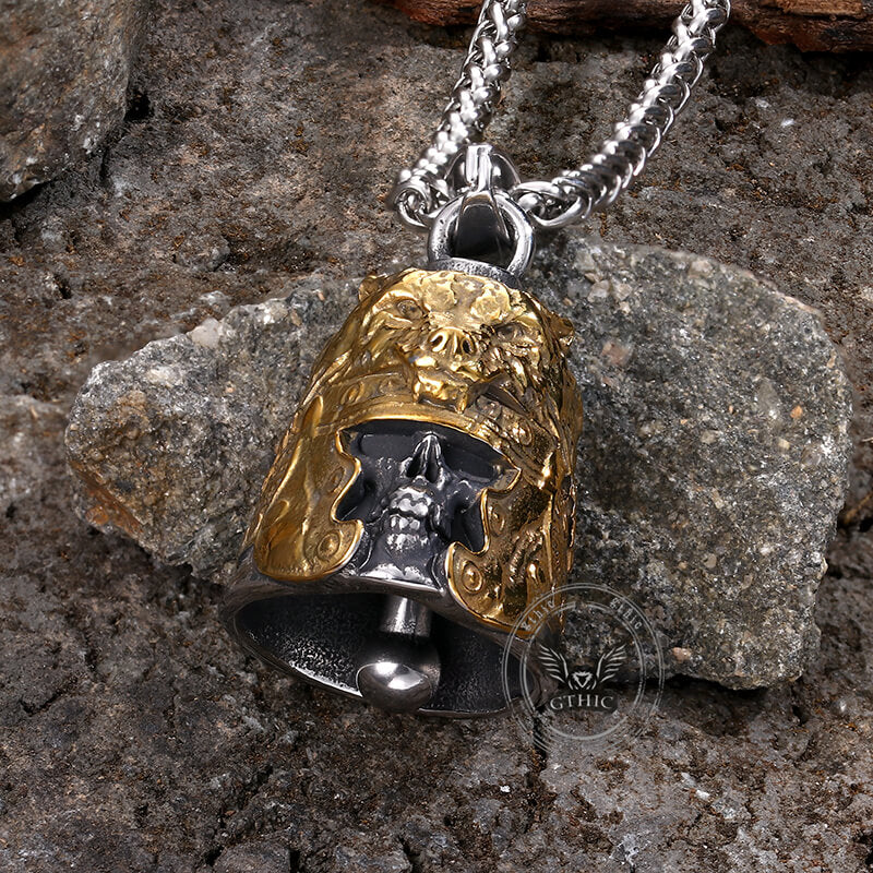 Gothic Skull Wolf Helmet Stainless Steel Bell Pendant | Gthic.com
