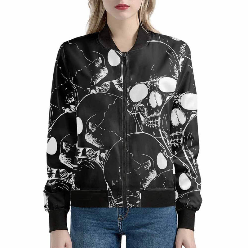 Gothic Skull Zip-Up Stand Neck Jacket