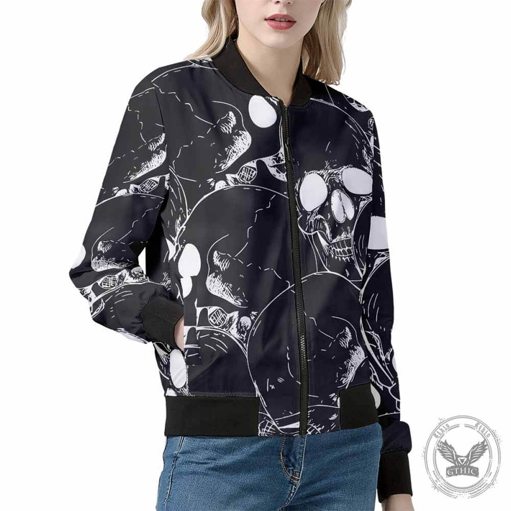 Gothic Skull Zip-Up Stand Neck Jacket 01 | Gthic.com