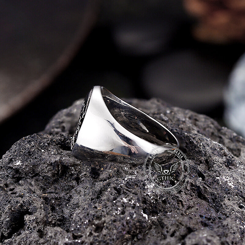 Gothic Smoking Skull Men Stainless Steel Ring