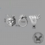 Gothic Snake Entwined Crown Skull Sterling Silver Ring