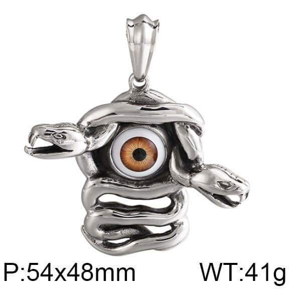 Gothic Snake Gemstone Demon Eye Stainless Steel Pendant
