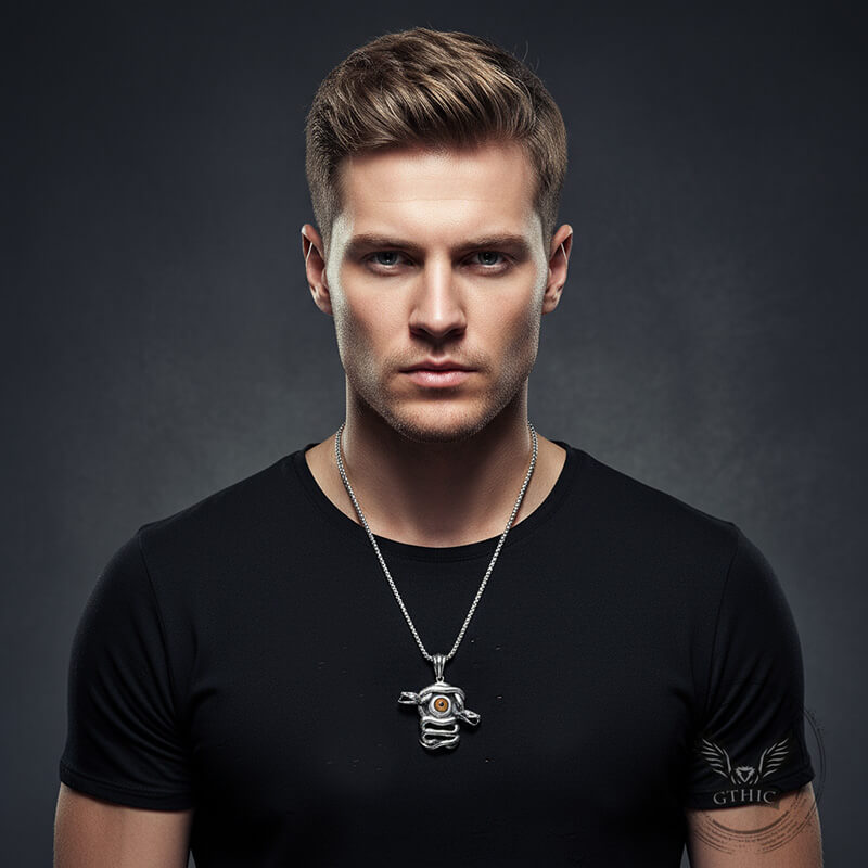 Gothic Snake Gemstone Demon Eye Stainless Steel Pendant | Gthic.com