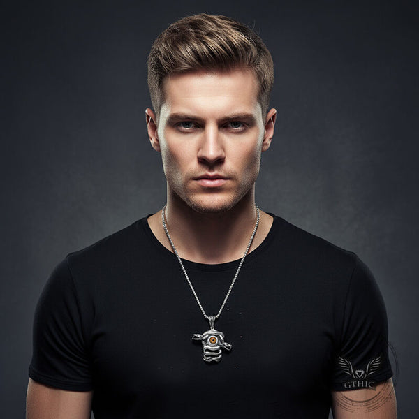 Gothic Snake Gemstone Demon Eye Stainless Steel Pendant | Gthic.com