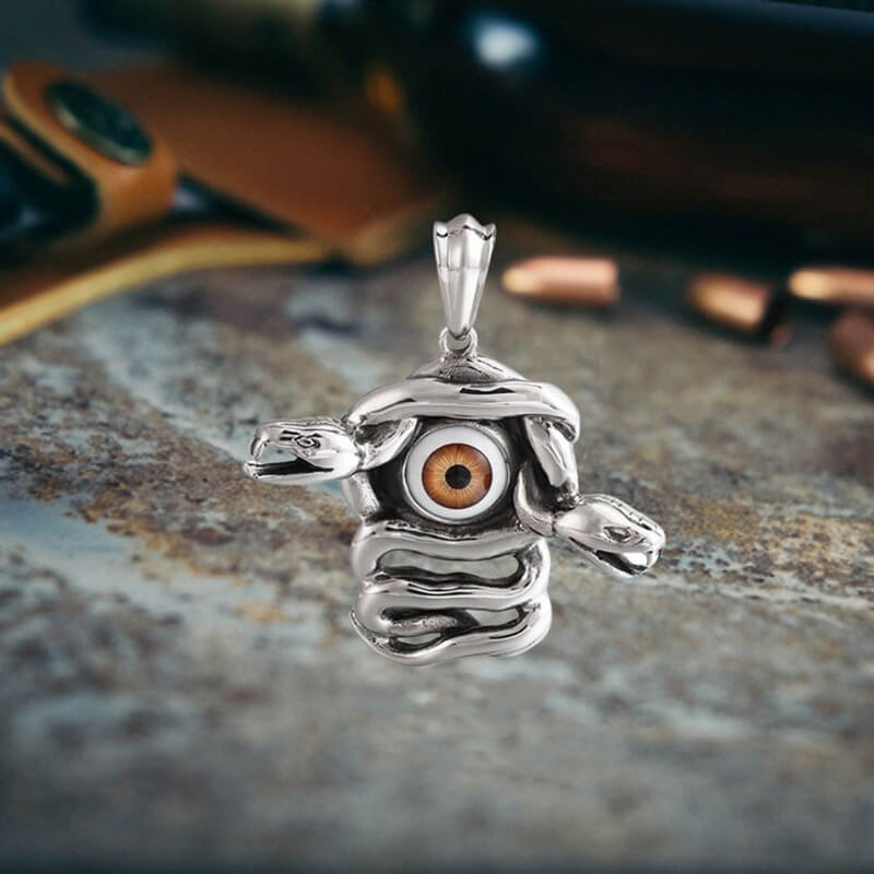 Gothic Snake Gemstone Demon Eye Stainless Steel Pendant