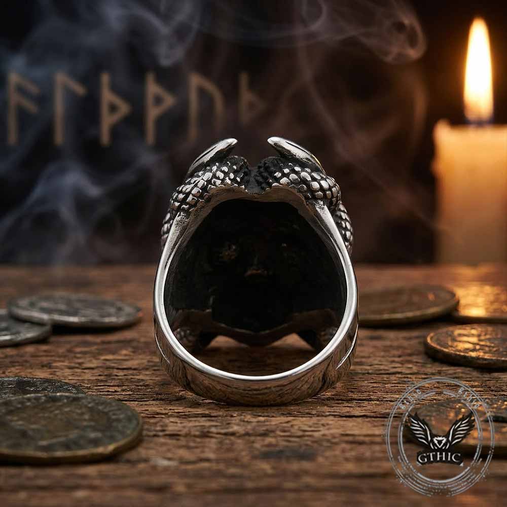 Anello in acciaio inossidabile con teschio di serpente arrotolato